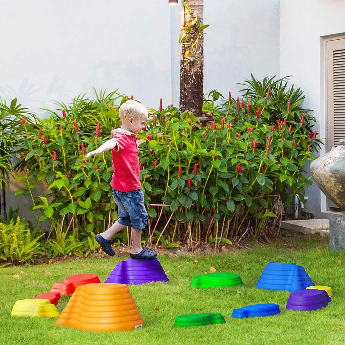 Balance Stones Stepping Stones Pack Of 11 Balance Game For Indoor And Outdoor Areas Holds Up To 100 Kg