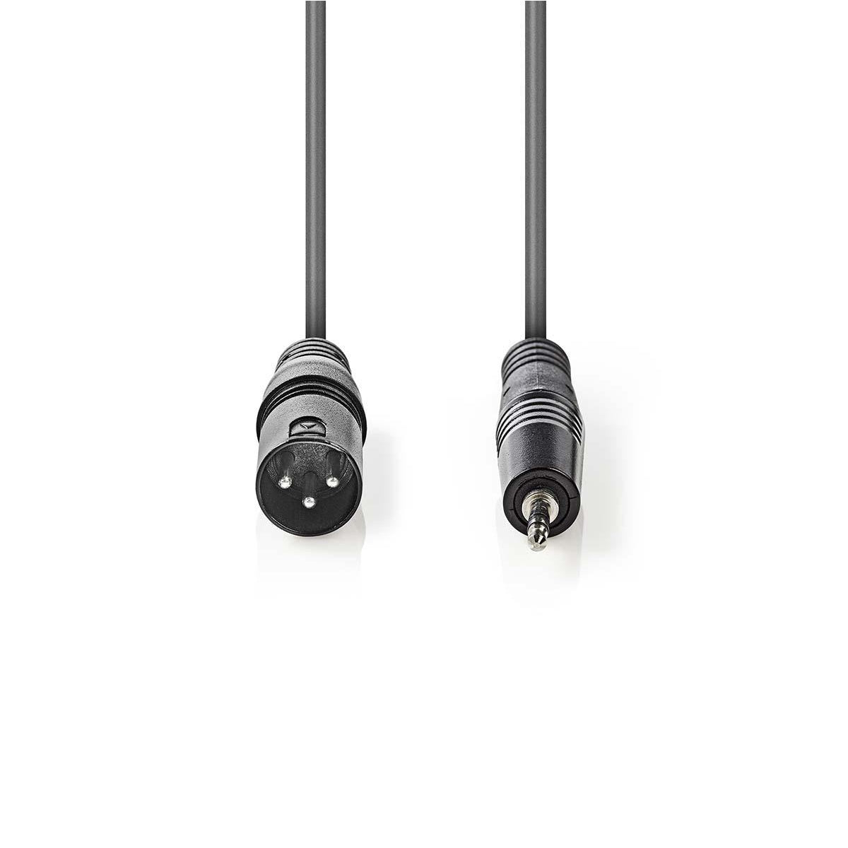 Balanced audio cable | XLR 3-pin male | 3.5 mm Male | Nickel Plated | 3.00 m | Round | PVC | Dark gray | Cardboard sleeve