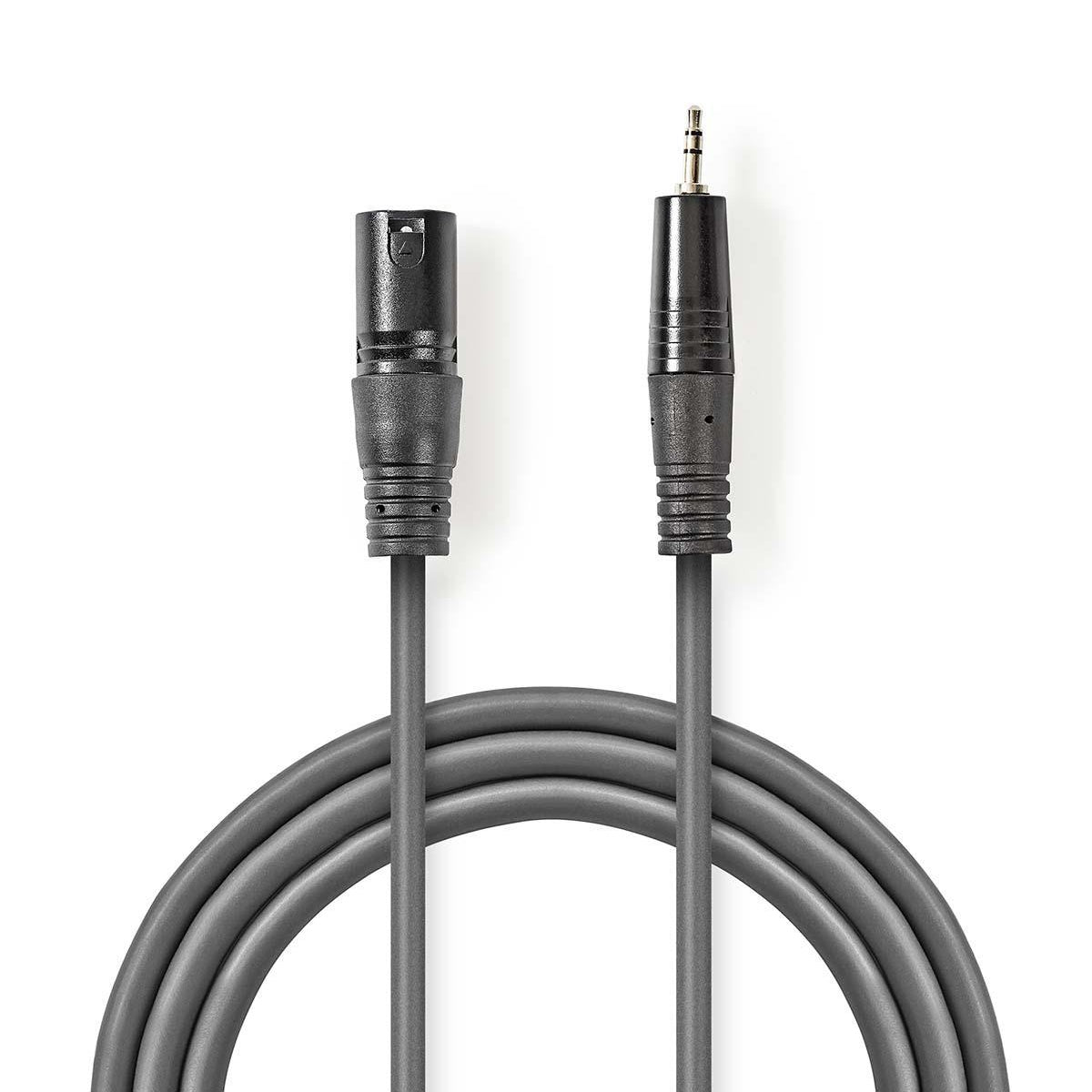 Balanced audio cable | XLR 3-pin male | 3.5 mm Male | Nickel Plated | 3.00 m | Round | PVC | Dark gray | Cardboard sleeve