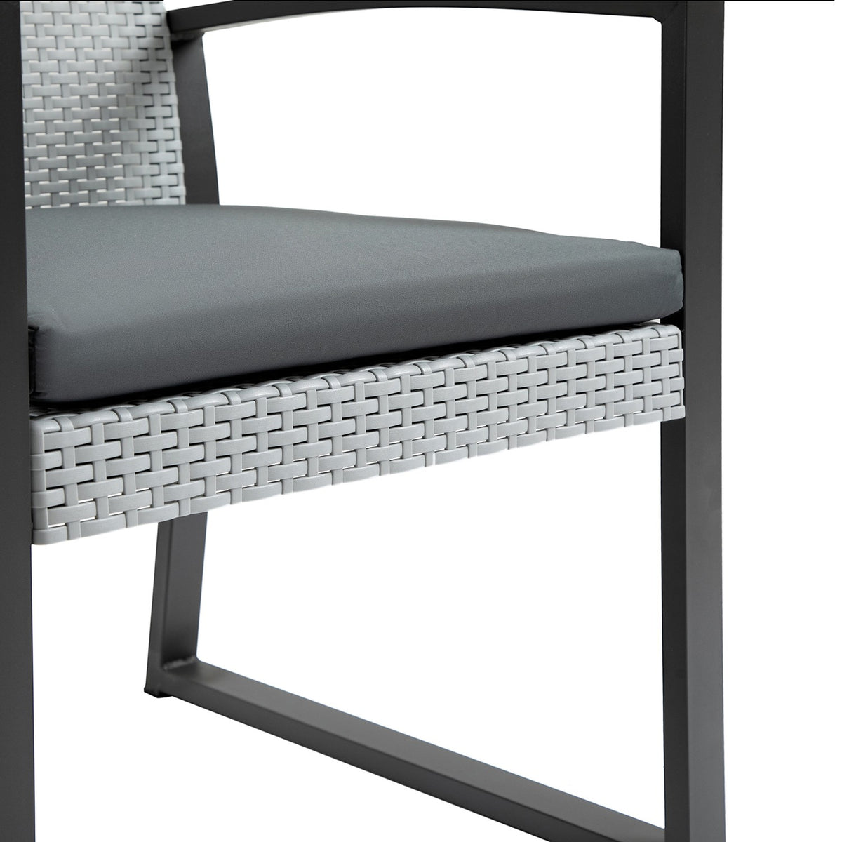 Balcony Furniture Set Garden Seating Group Side Table Seat Cushion Steel Black + Gray