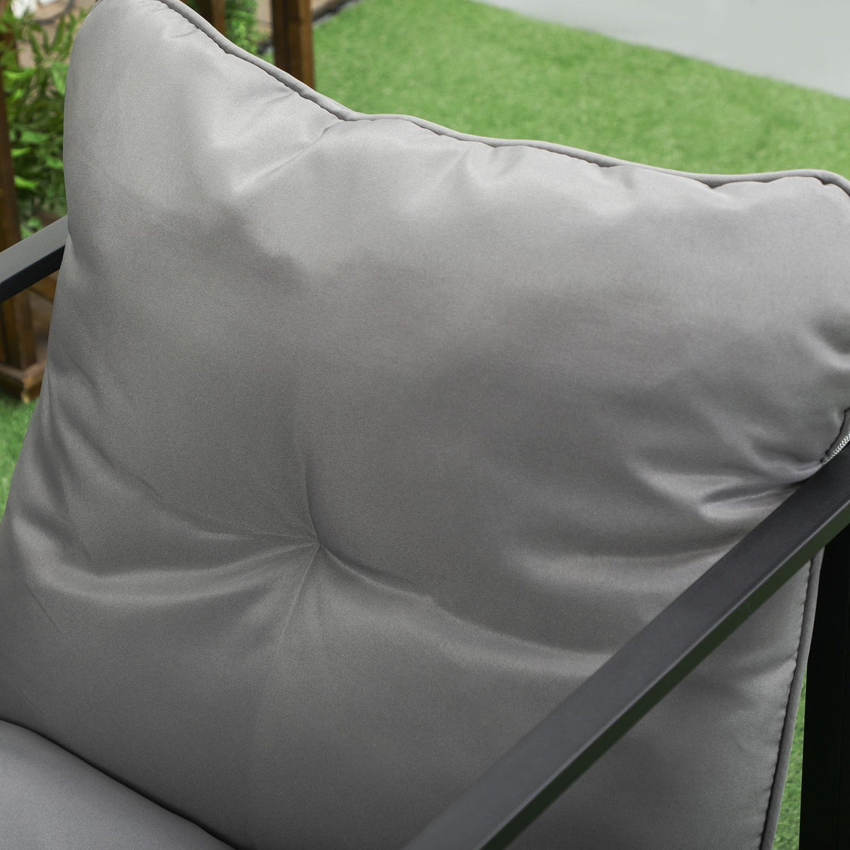 Balcony Furniture With Seat Cushions, Garden Lounge Set, Double Sofa, 2 Armchairs, Coffee Table, Grey+Black