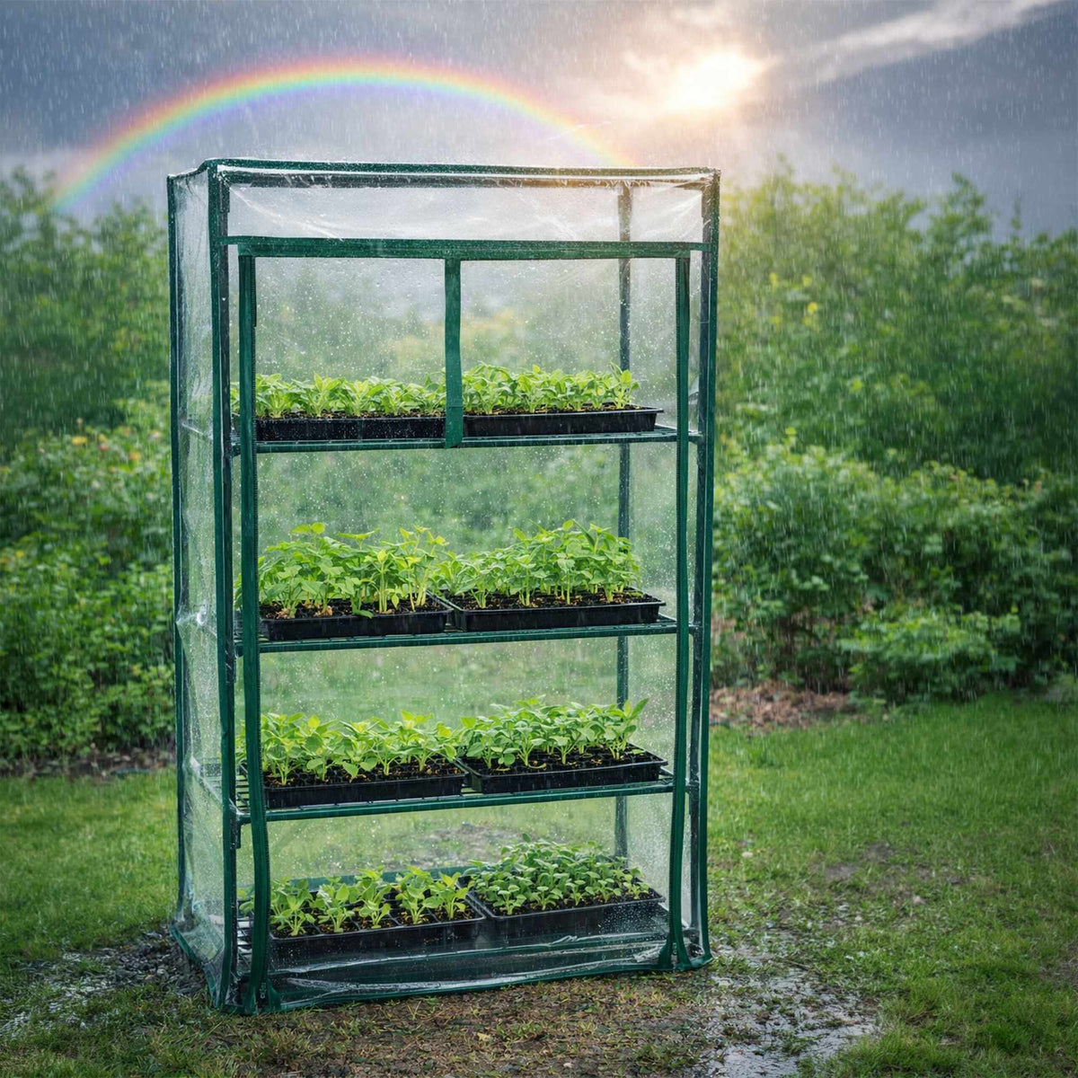 Balcony Greenhouse with PVC Film, 3-Tier Propagator