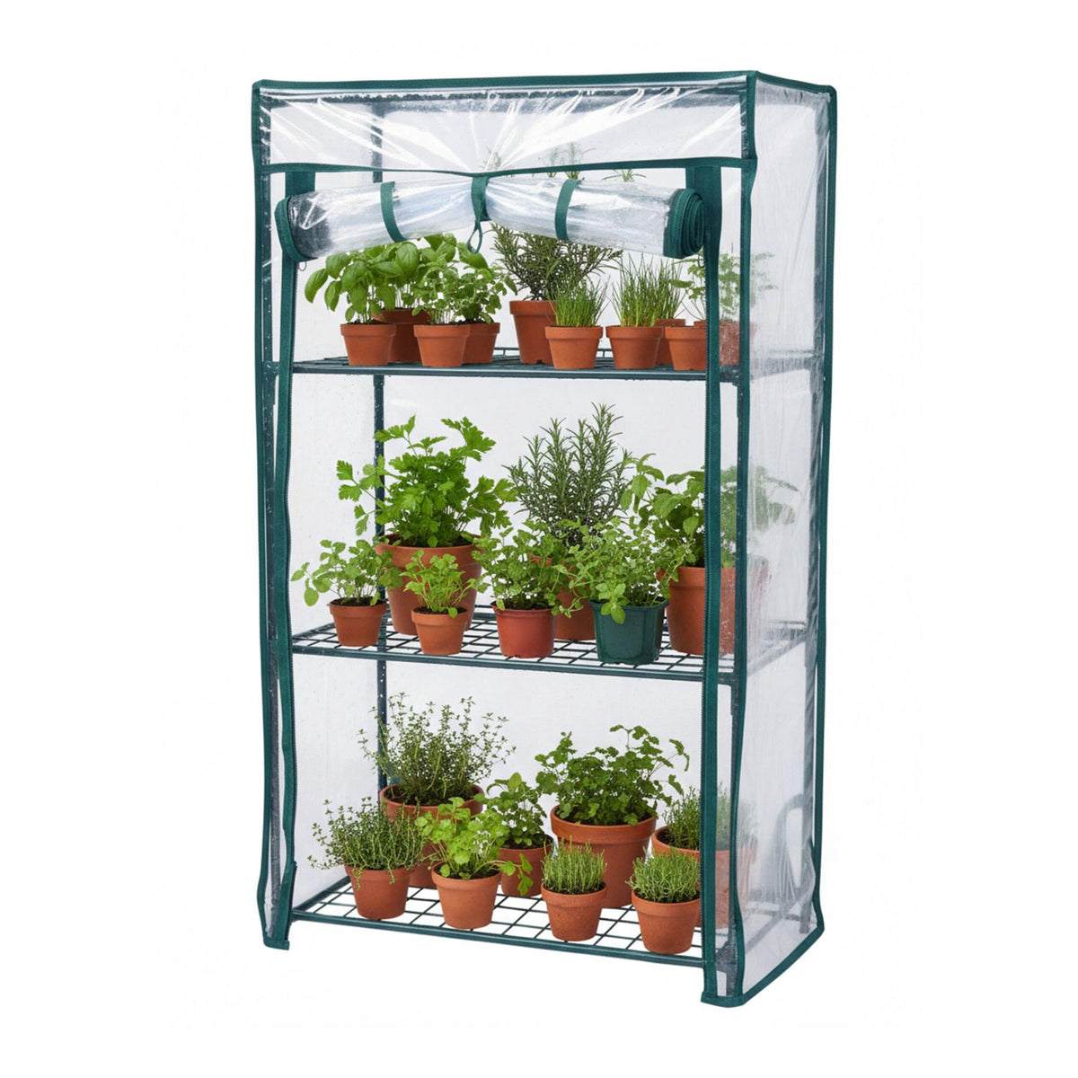Balcony Greenhouse with PVC Film and Roll-Up Door