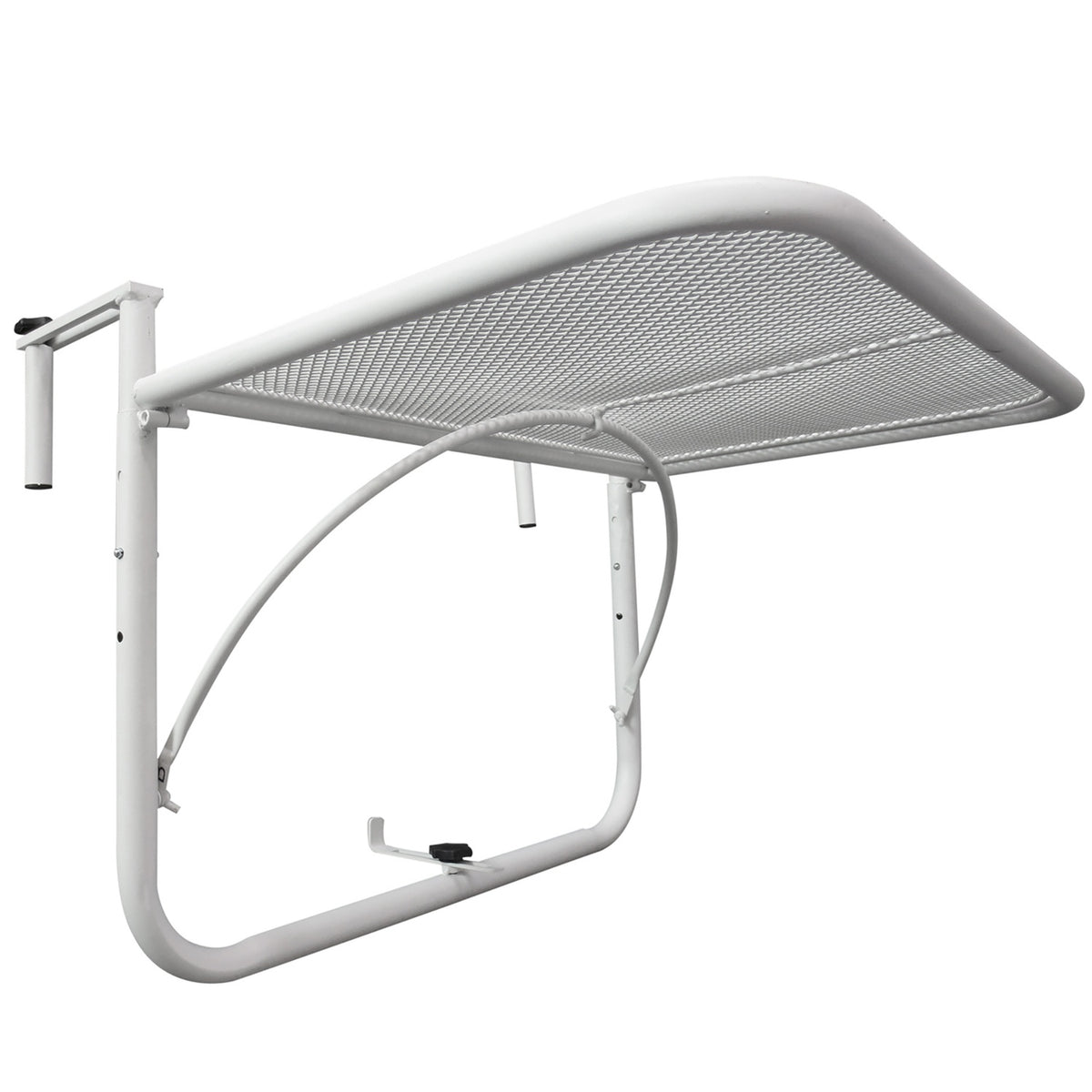 Balcony Hanging Table Garden Table Height Adjustable Square Terrace Metal White L60 X W56.5 X H45 Cm