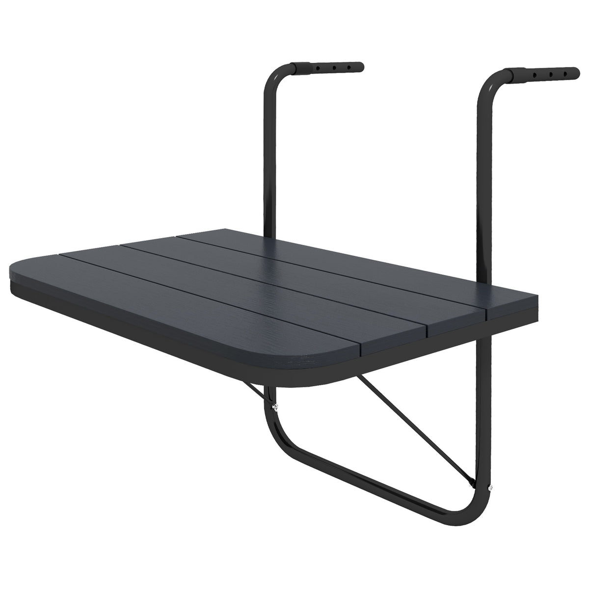 Balcony Table For Hanging, Balcony Hanging Table Foldable, 4-Way Height Adjustable, Hanging Table Can Hold Up To 25 Kg, Aluminum, 60 X 40 Cm, Black