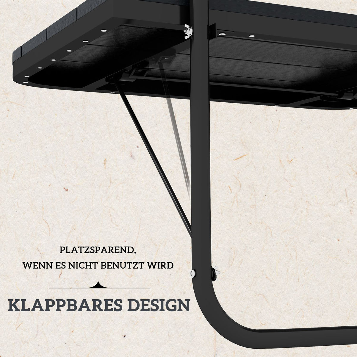 Balcony Table For Hanging, Balcony Hanging Table Foldable, 4-Way Height Adjustable, Hanging Table Can Hold Up To 25 Kg, Aluminum, 60 X 40 Cm, Black