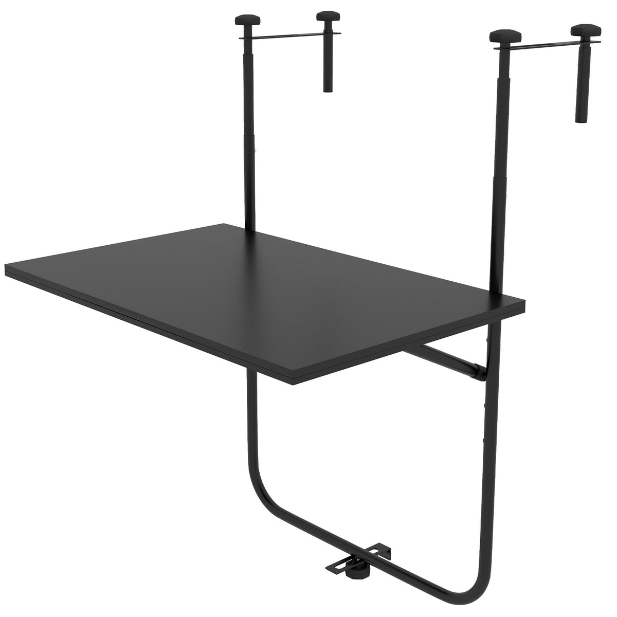Balcony Table For Hanging, Folding Hanging Table, 3-Way Height Adjustable, Up To 15 Kg, 62X60 Cm, Black