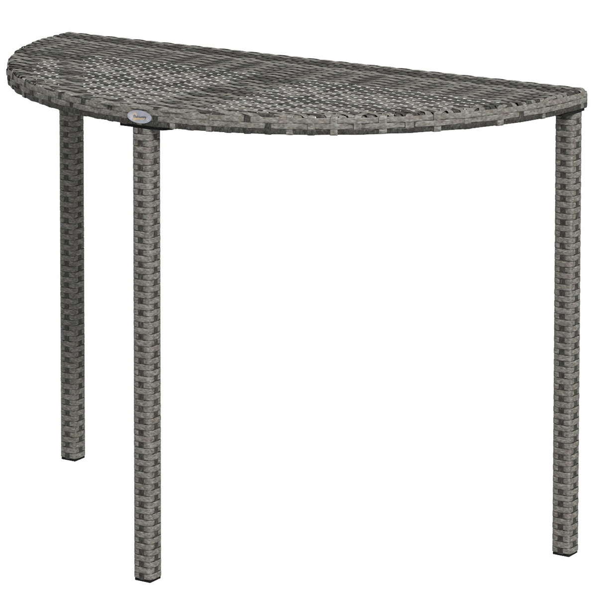 Balcony Table Garden Side Table Garden Furniture Half Round Polyrattan Metal Gray 100 X 50 X 74 Cm