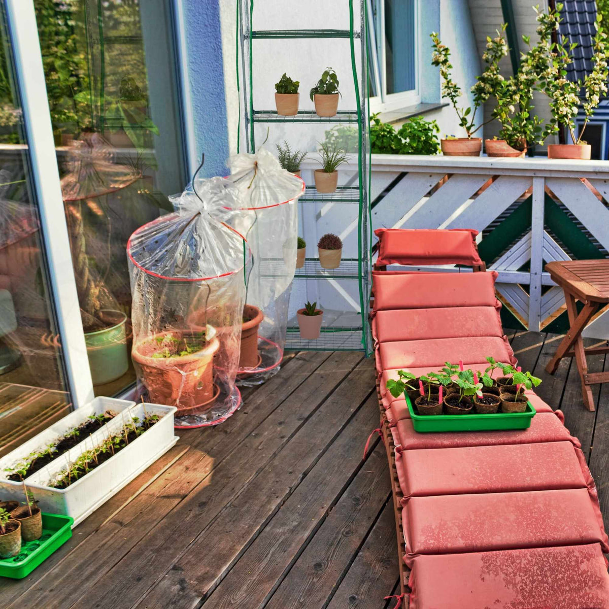 Balcony greenhouse with PVC film