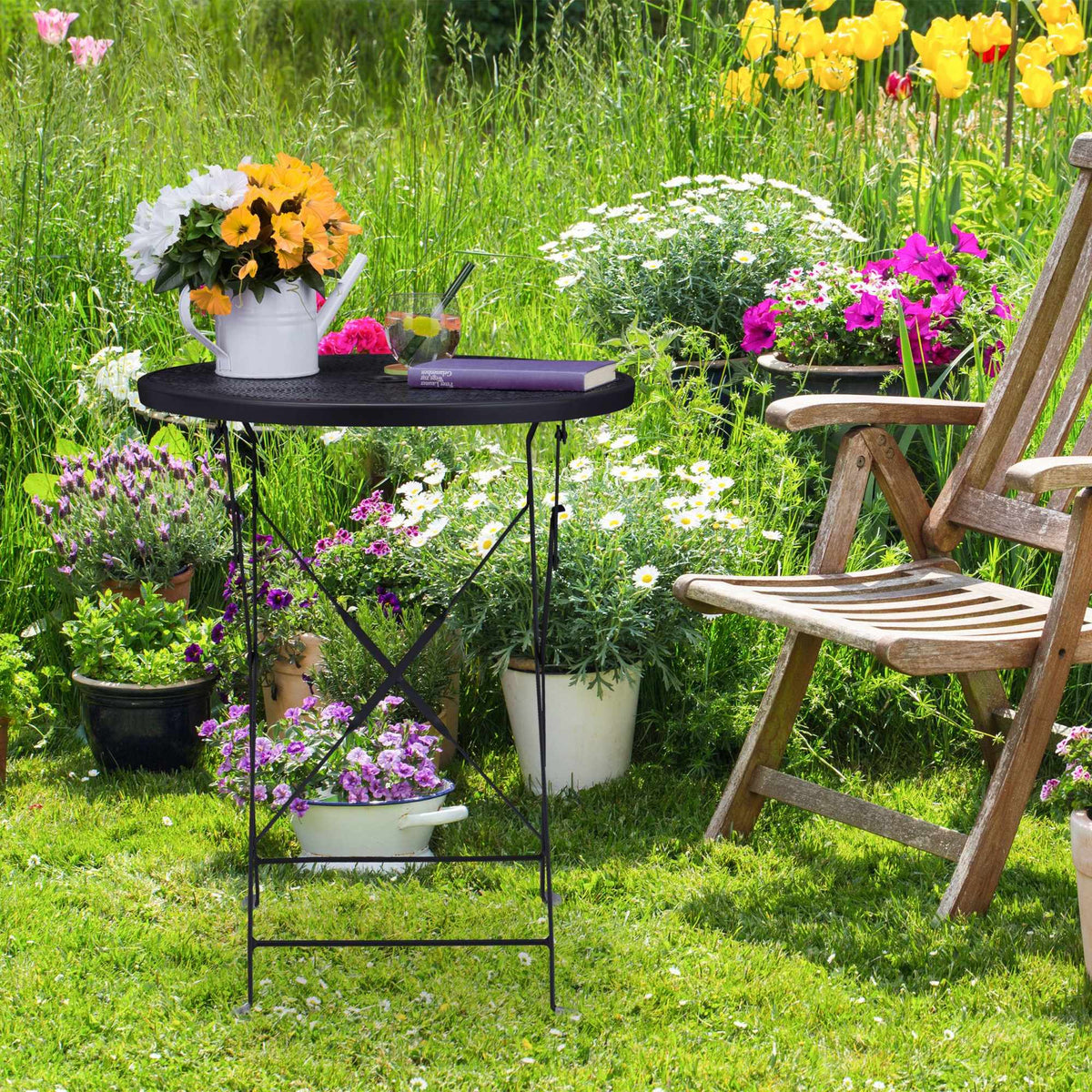 Balcony table foldable black