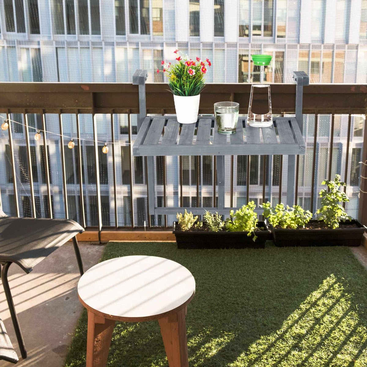Balcony table hanging wood