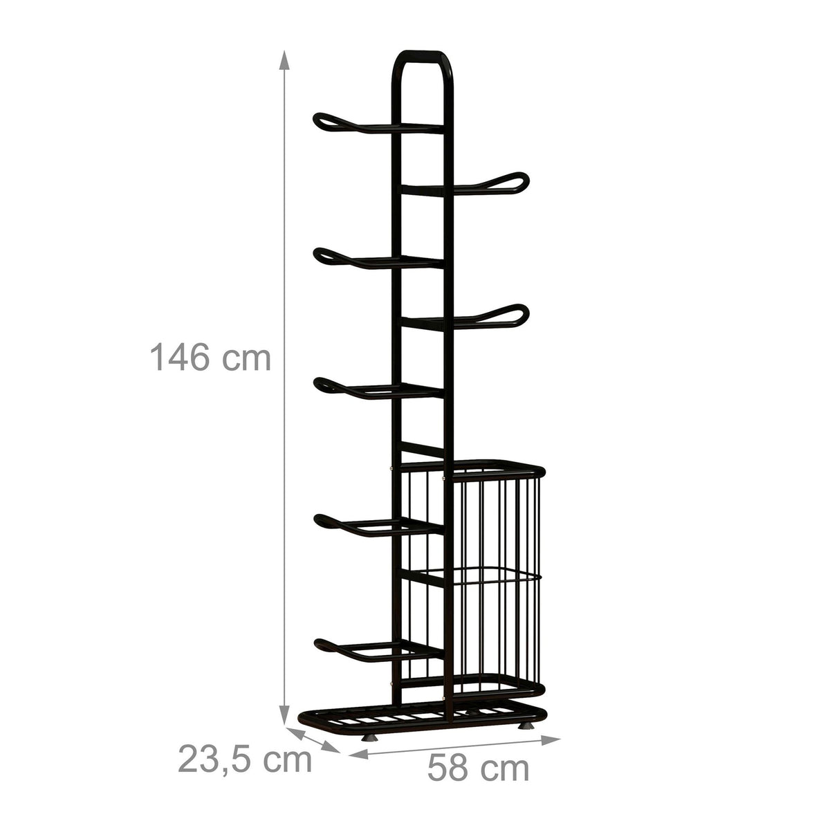 Ball Rack with Basket – 7 Shelves, Metal Storage