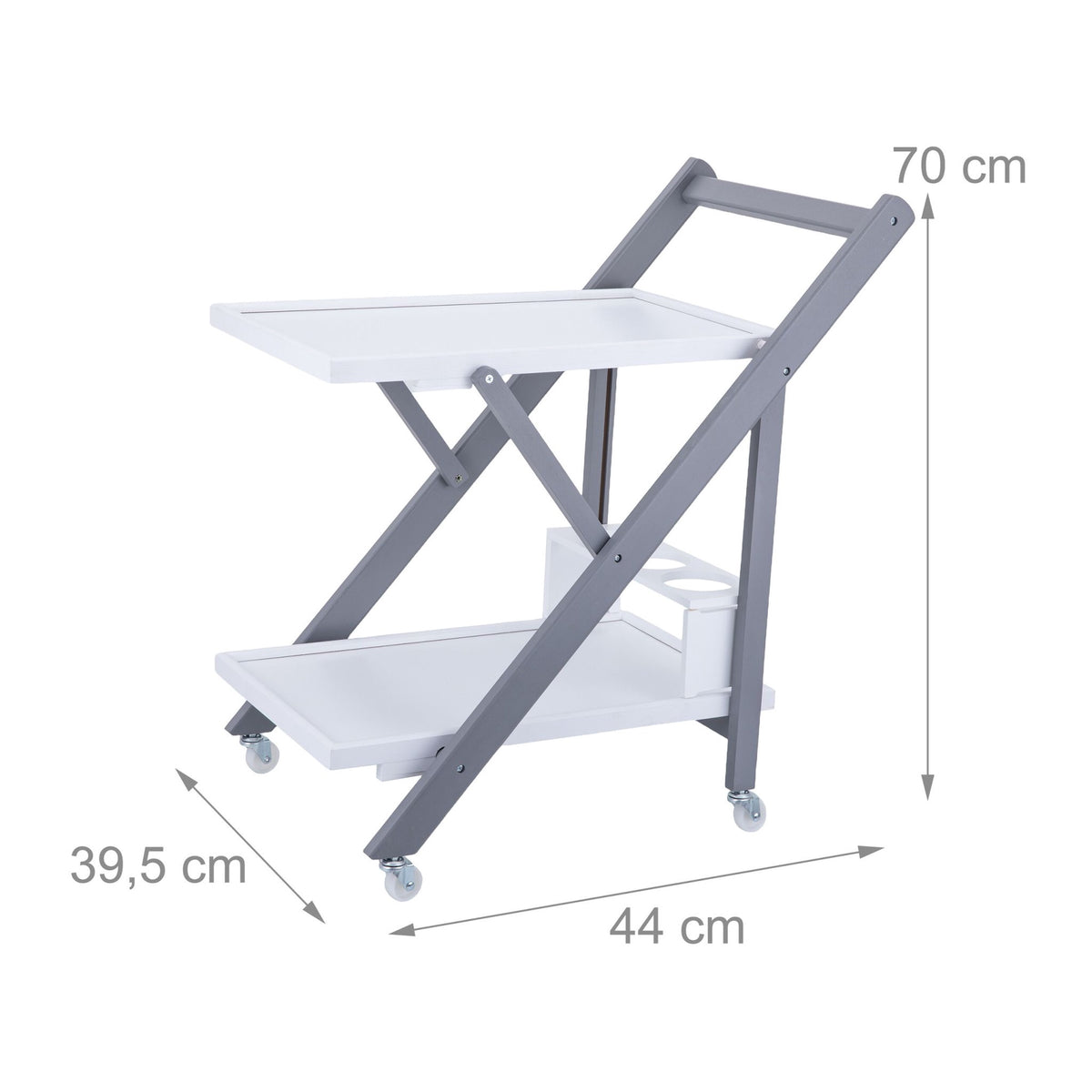 Bamboo 2-Tier Serving Trolley with Bottle Holder