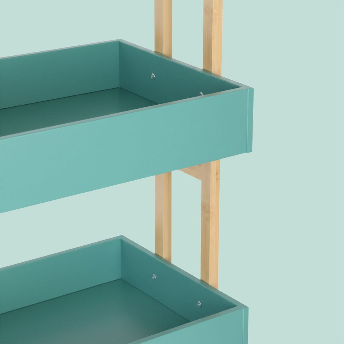 Bamboo 4-Tier Rolling Serving Trolley with Brakes