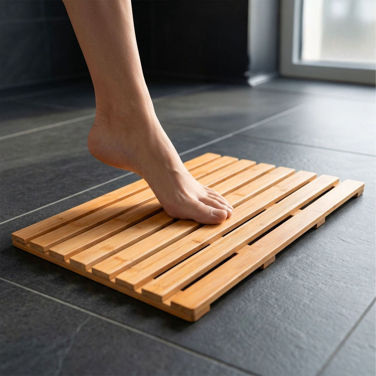 Bamboo Bath Mat – Non-Slip, Shower Bath Sauna