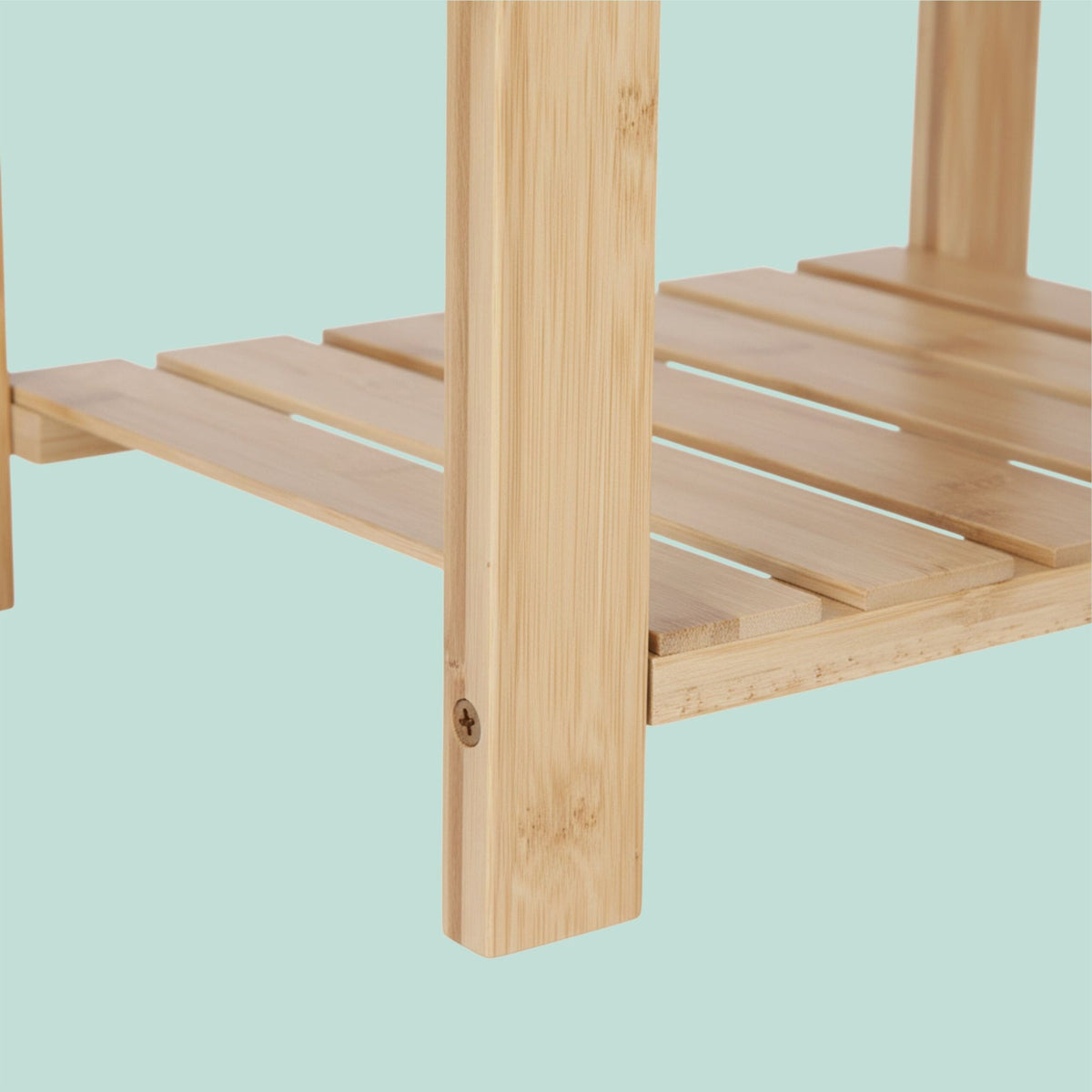 Bamboo Bath Stool with Shelf and Shower Head Holder