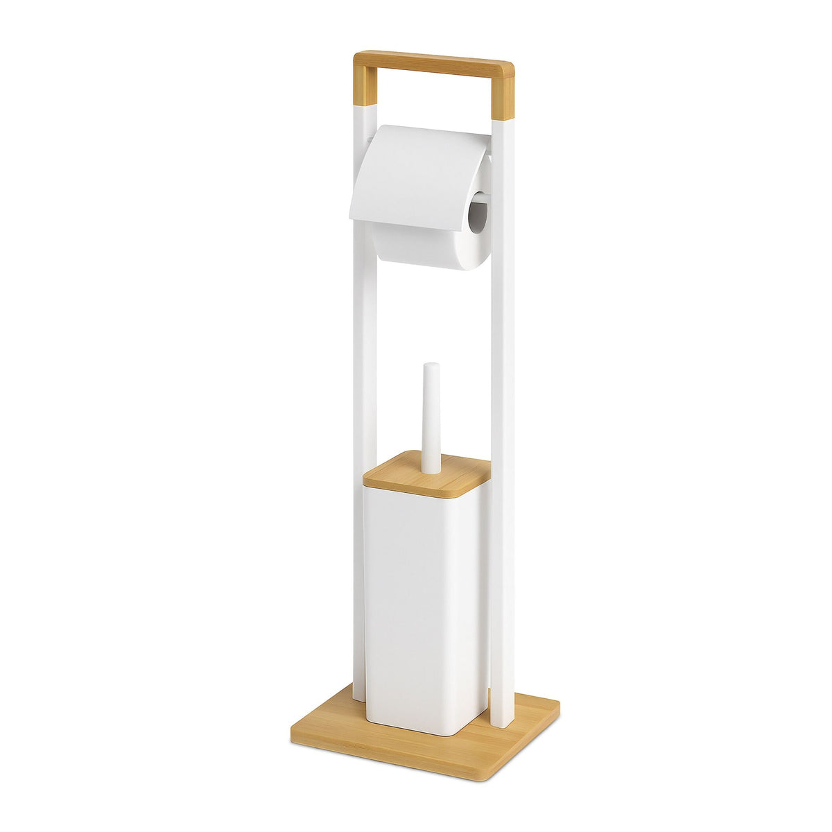 Bamboo Bathroom Set with Toilet Paper Holder & Brush