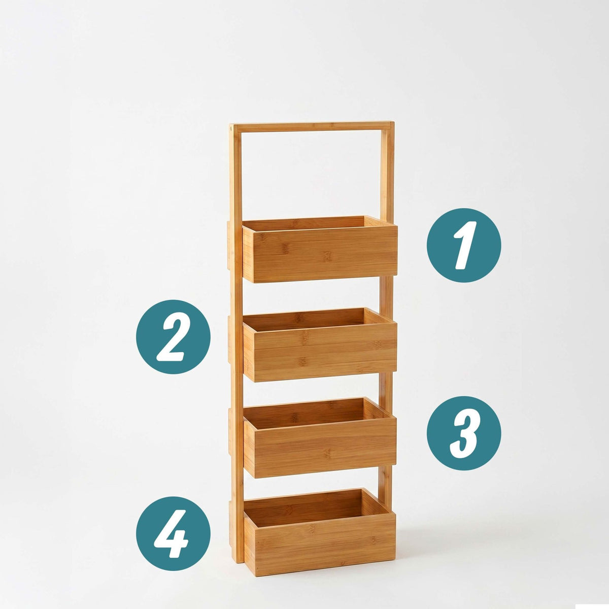 Bamboo Bathroom Shelf with 4 Baskets, 88x28x16 cm