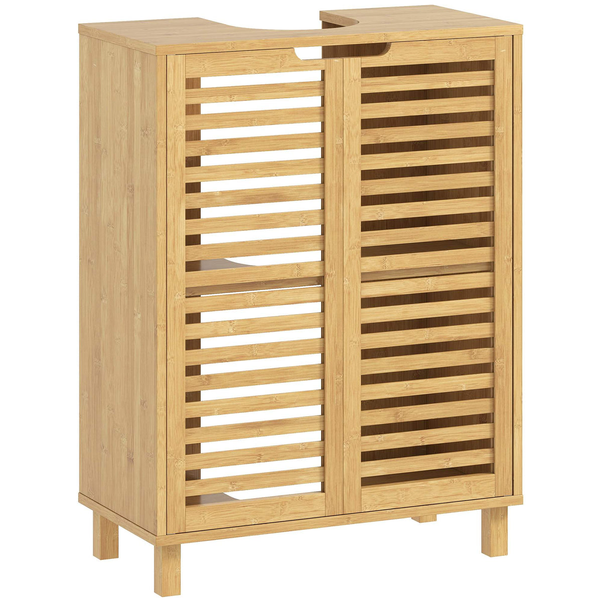 Bamboo Bathroom Vanity Cabinet, Adjustable Shelves, Natural