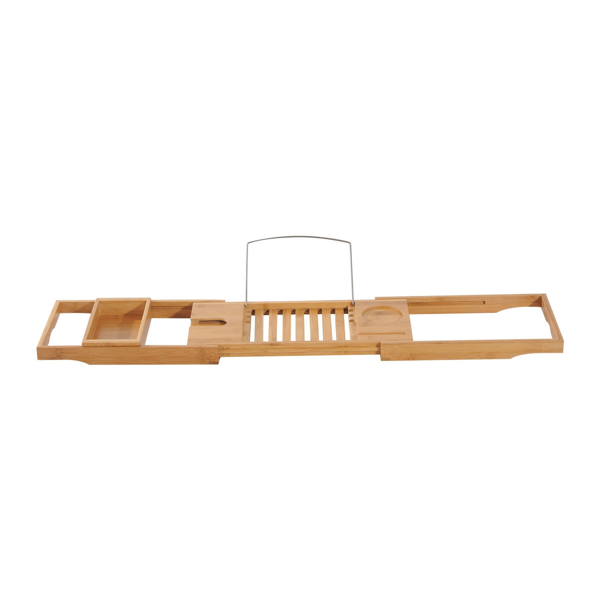 Bamboo Bathtub Shelf For Bathtub, Bathtub Bridge, Bathtub Cushion, Natural, Adjustable 70-105X21.8X5Cm
