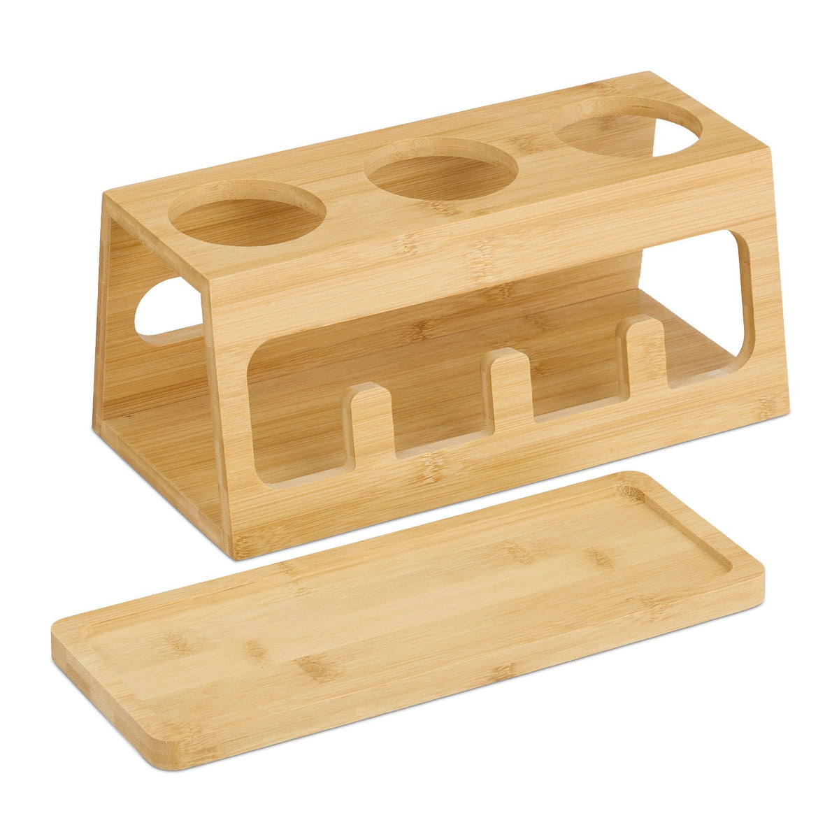 Bamboo Bottle Drying Rack with Drip Tray, 3 Slots