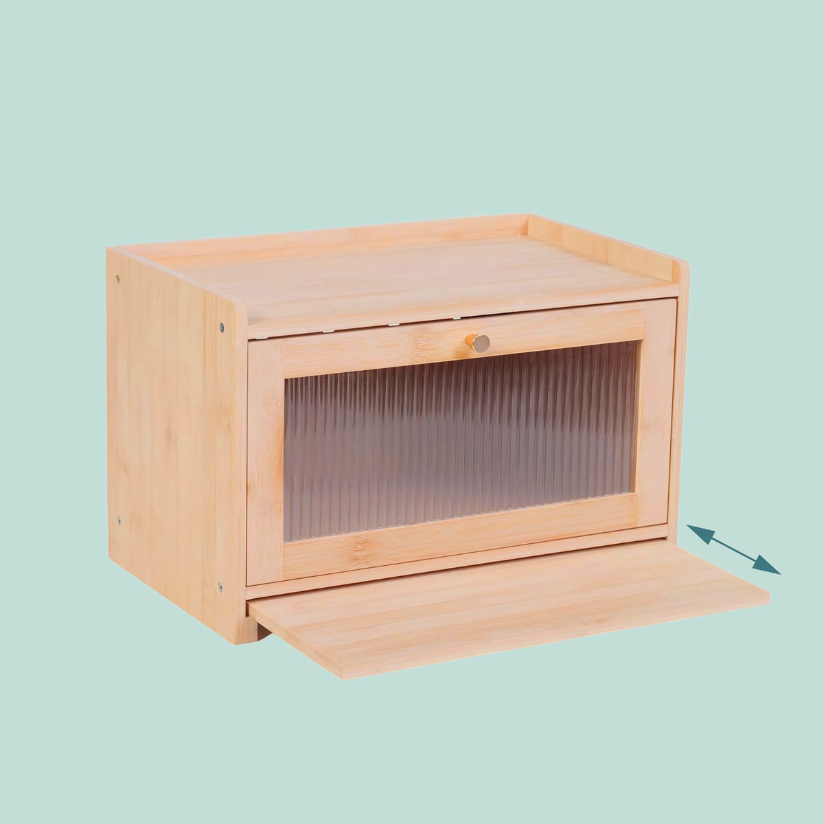 Bamboo Bread Bin with Cutting Board and Storage Shelf