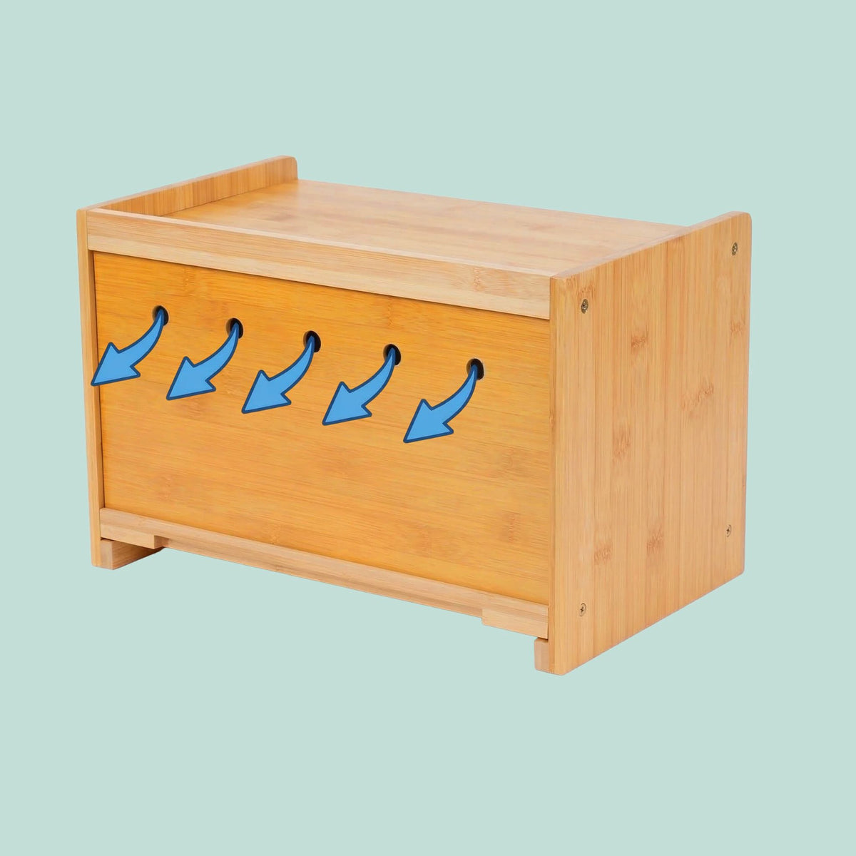 Bamboo Bread Bin with Cutting Board and Storage Shelf