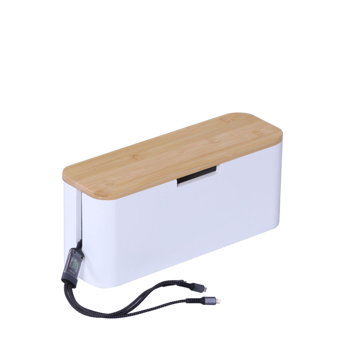 Bamboo Cable Box with Magnetic Lid, Fits 6-Socket Lead