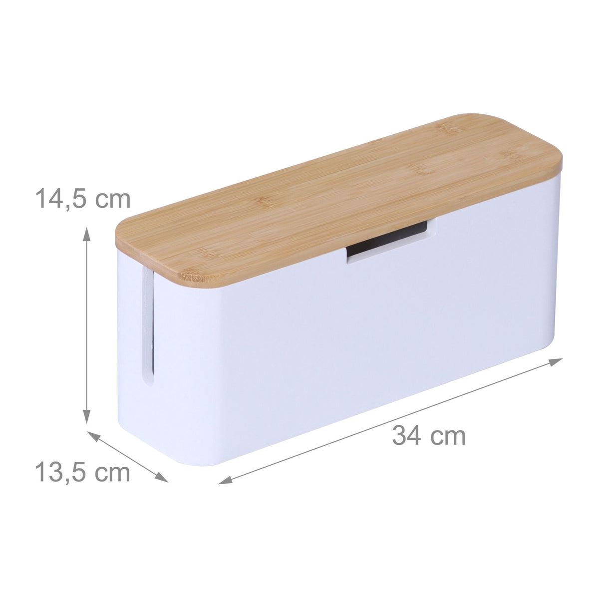 Bamboo Cable Box with Magnetic Lid, Fits 6-Socket Lead