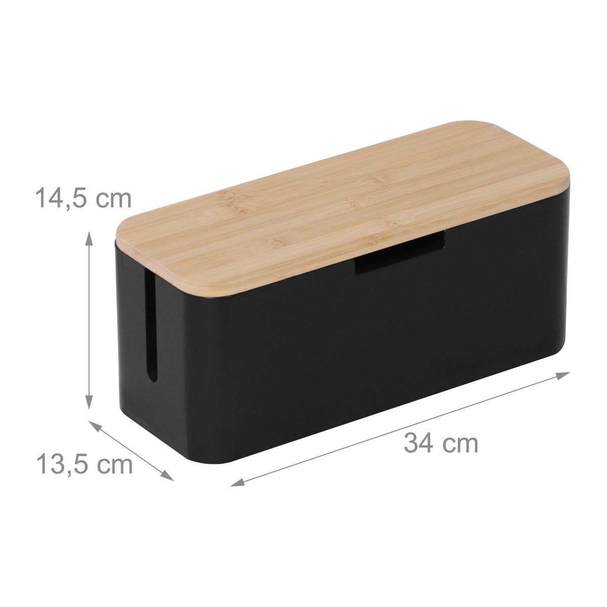 Bamboo Cable Box with Magnetic Lid, Fits 6-Socket Strip