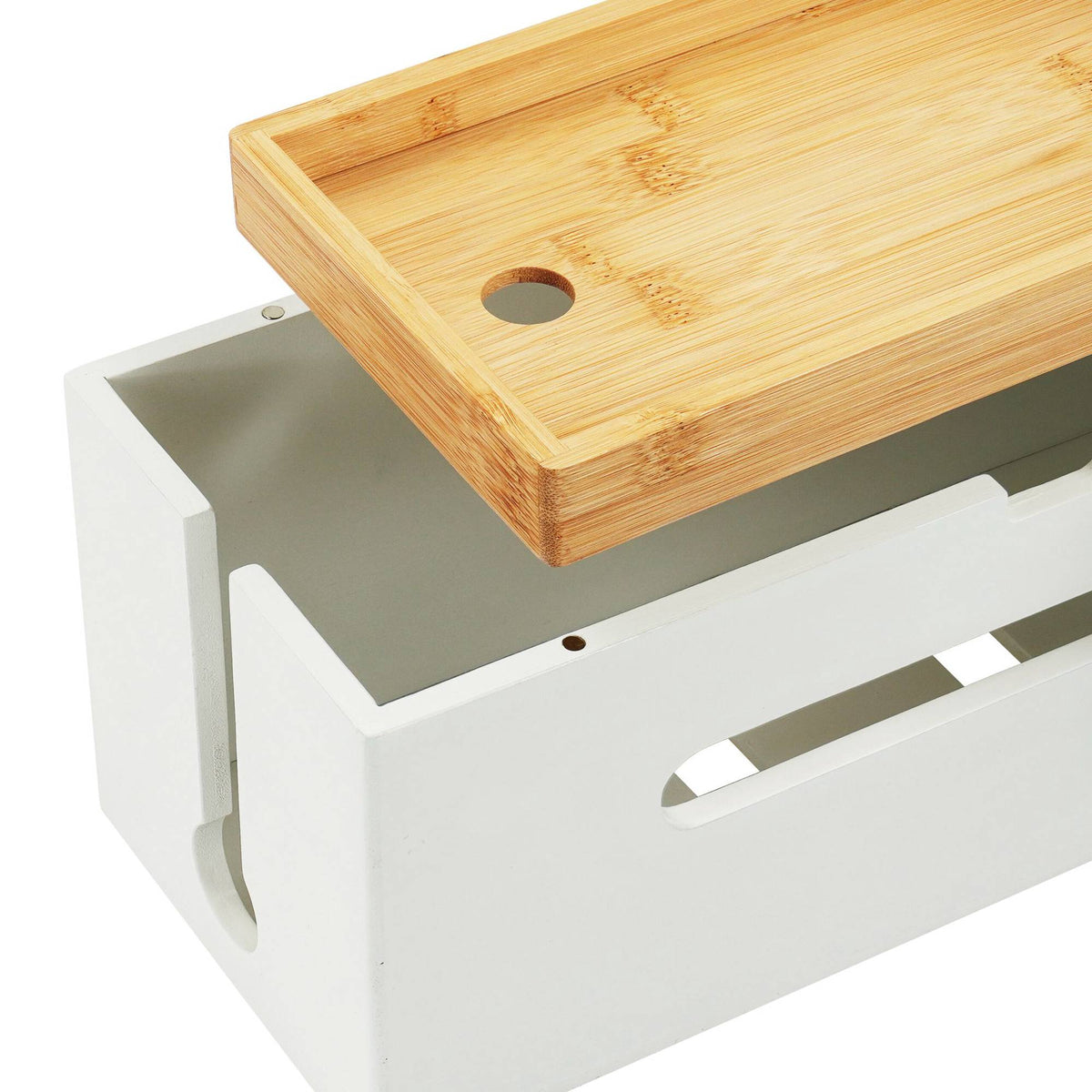 Bamboo Cable Management Box for 6-Socket Power Strip