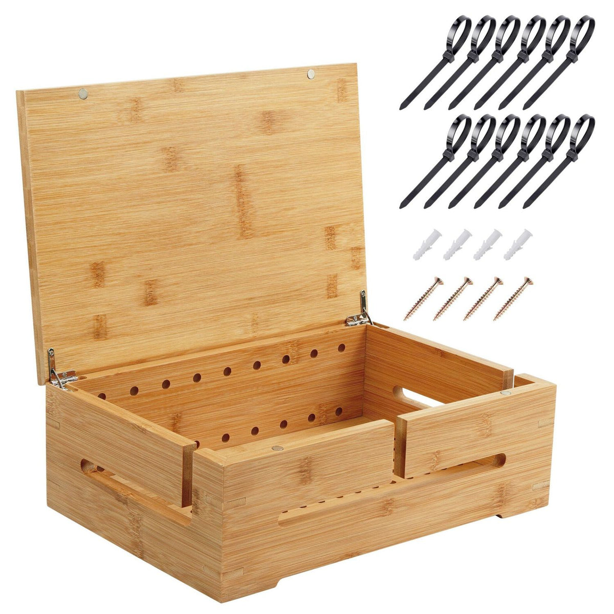Bamboo Cable Storage Box with Lid – Cable Management