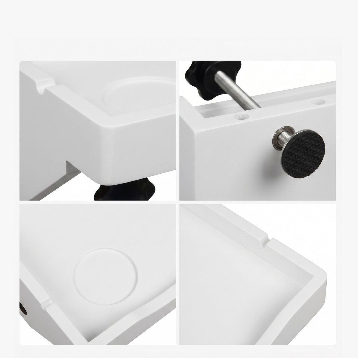 Bamboo Clamp-On Bedside Shelf with Cup Holder – White