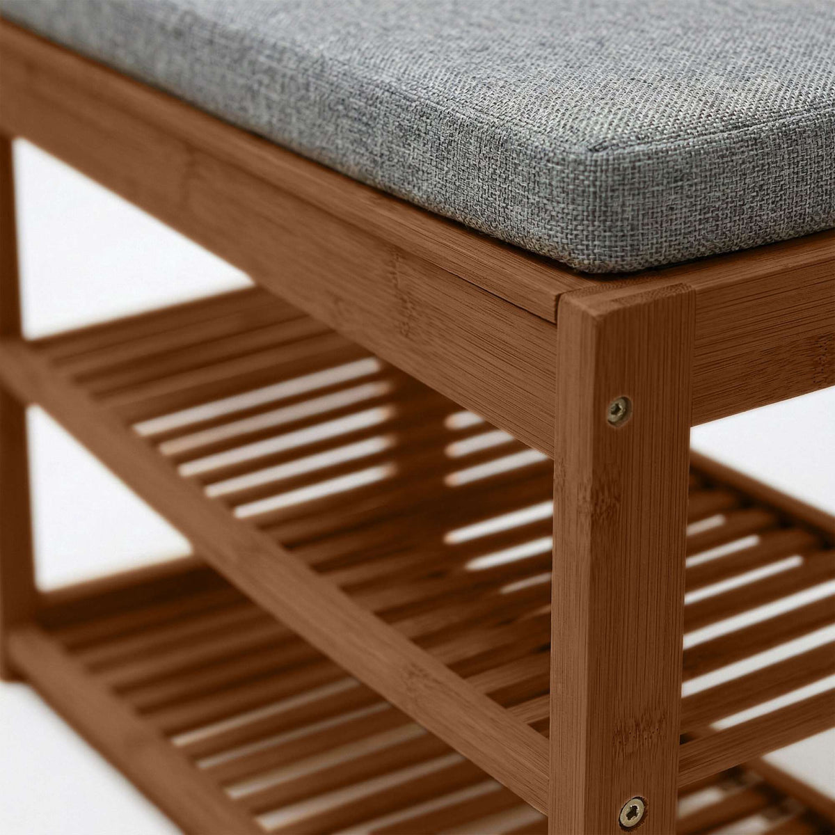 Bamboo Coat Rack and Bench with Storage Shelves
