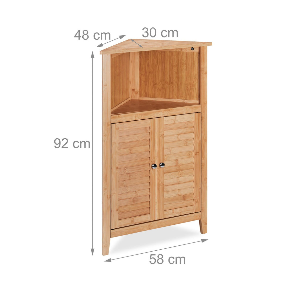 Bamboo Corner Cabinet – 3 Shelves, Lamella Doors