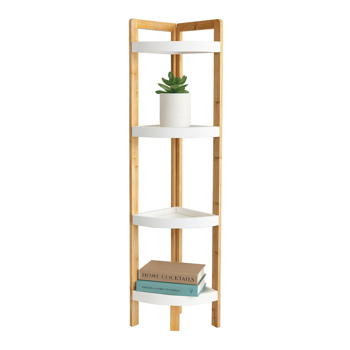 Bamboo Corner Shelf with Racks – Space-Saving Design