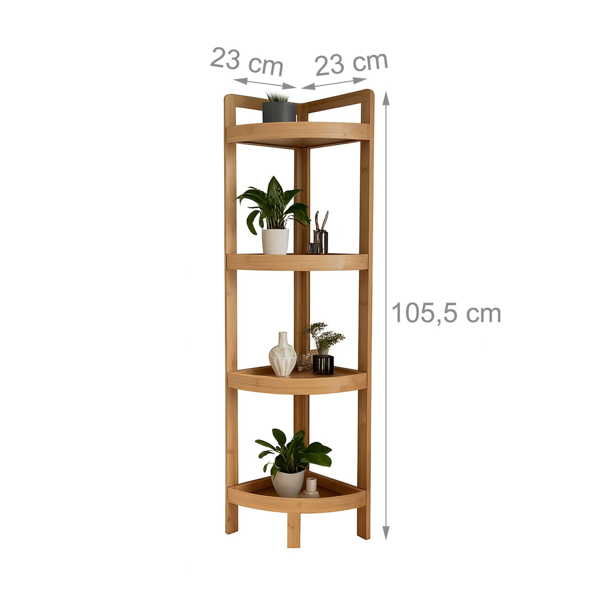 Bamboo Corner Shelf with Racks for Space-Saving Storage