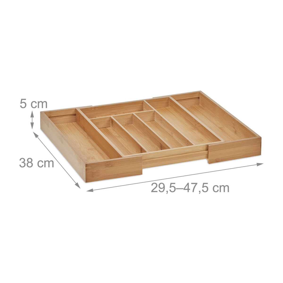 Bamboo Cutlery Tray, Adjustable Drawer Organizer