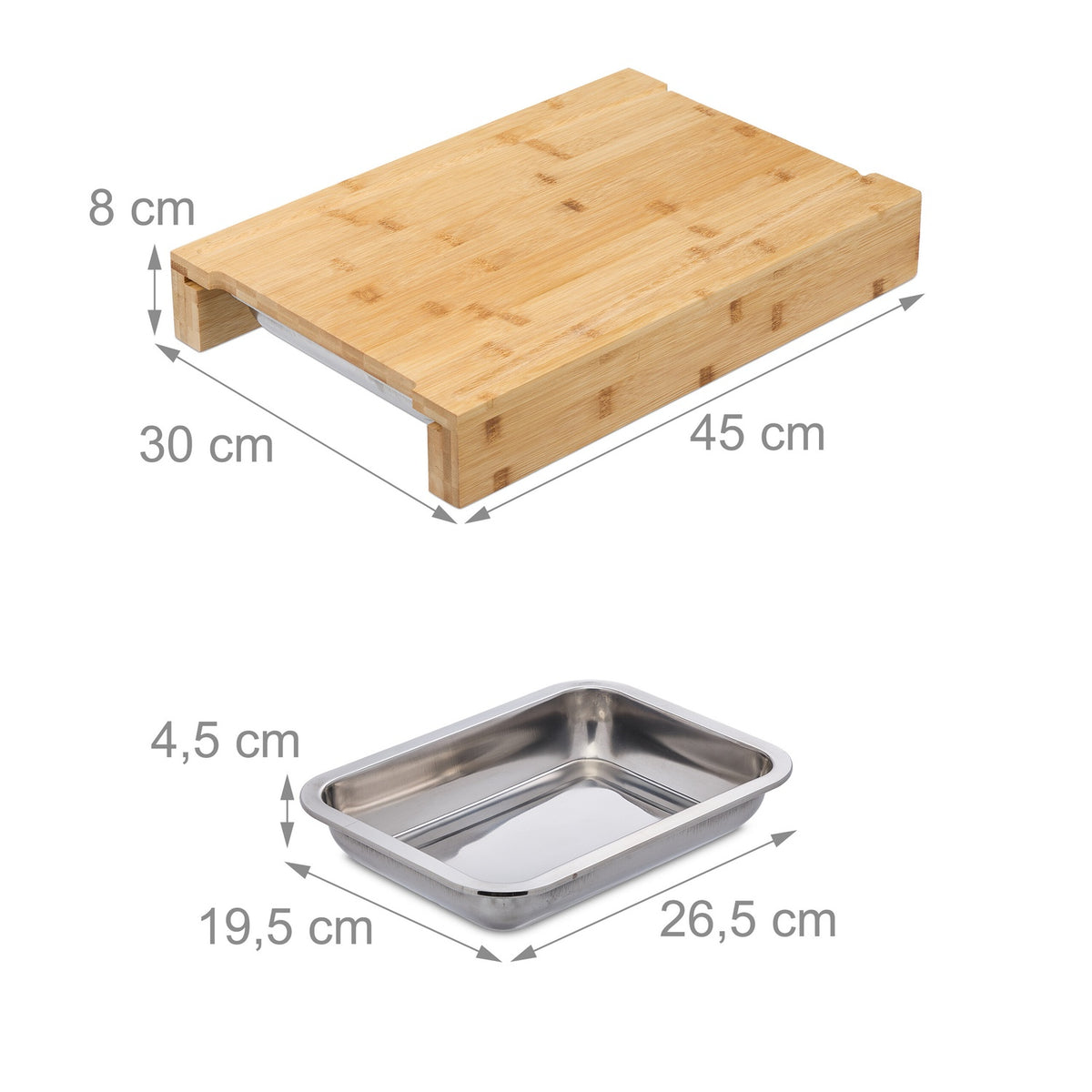Bamboo Cutting Board with Juice Grooves and Trays