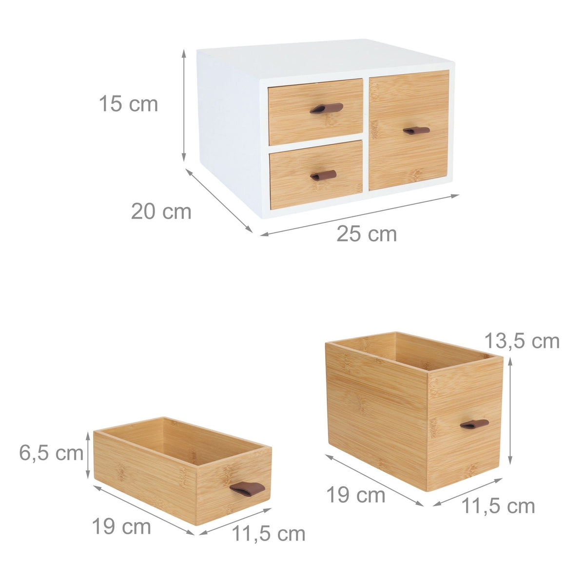 Bamboo Drawer Box – 3 Spacious Drawers, Versatile Organizer