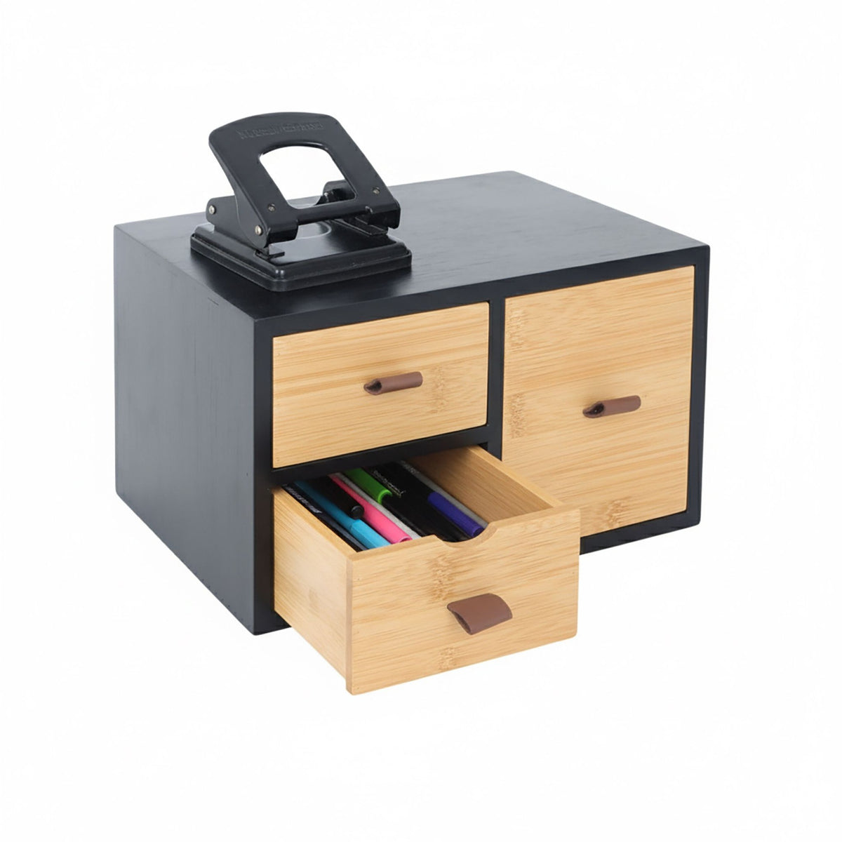 Bamboo Drawer Box Organizer with 3 Drawers