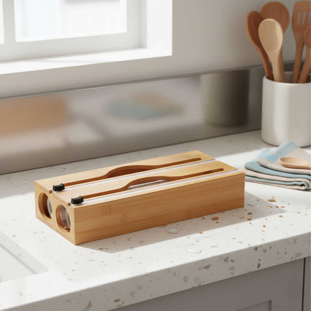 Bamboo Foil & Cling Film Dispenser with Cutter