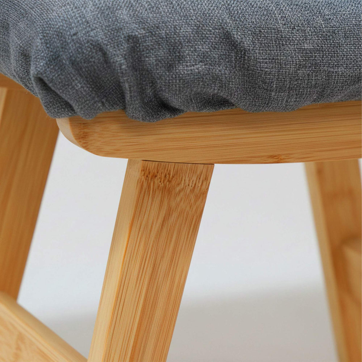 Bamboo Footstool with Padded Fabric Top