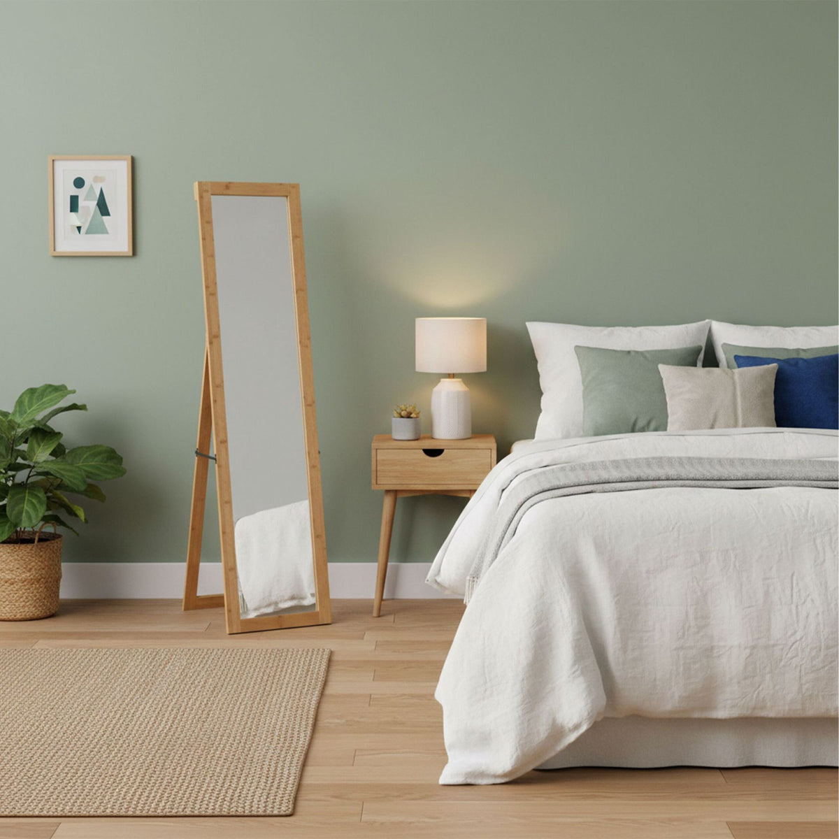 Bamboo Framed Full-Length Mirror – Wall & Floor Use