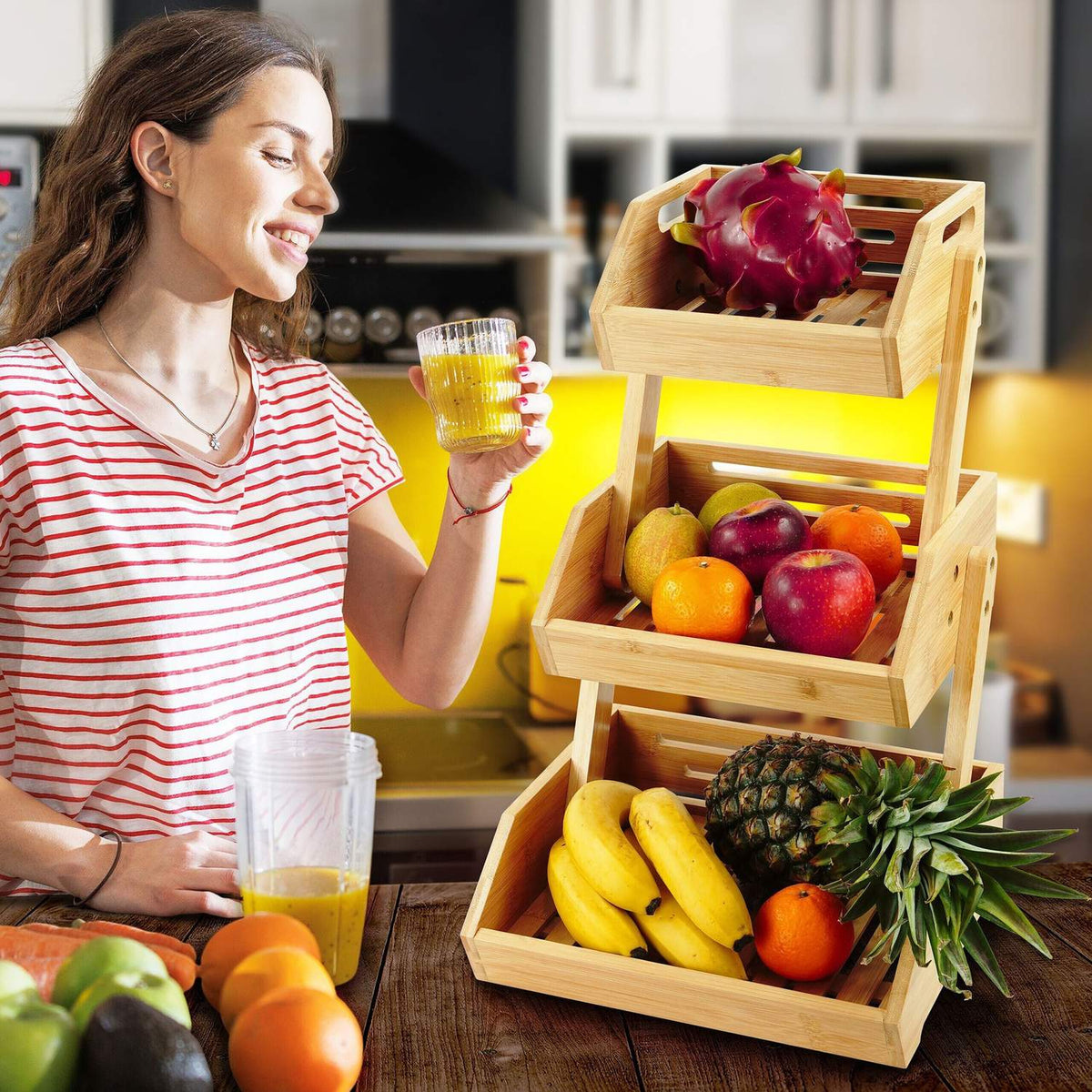 Bamboo Fruit Stand – Tiered Storage for Kitchen & Pantry
