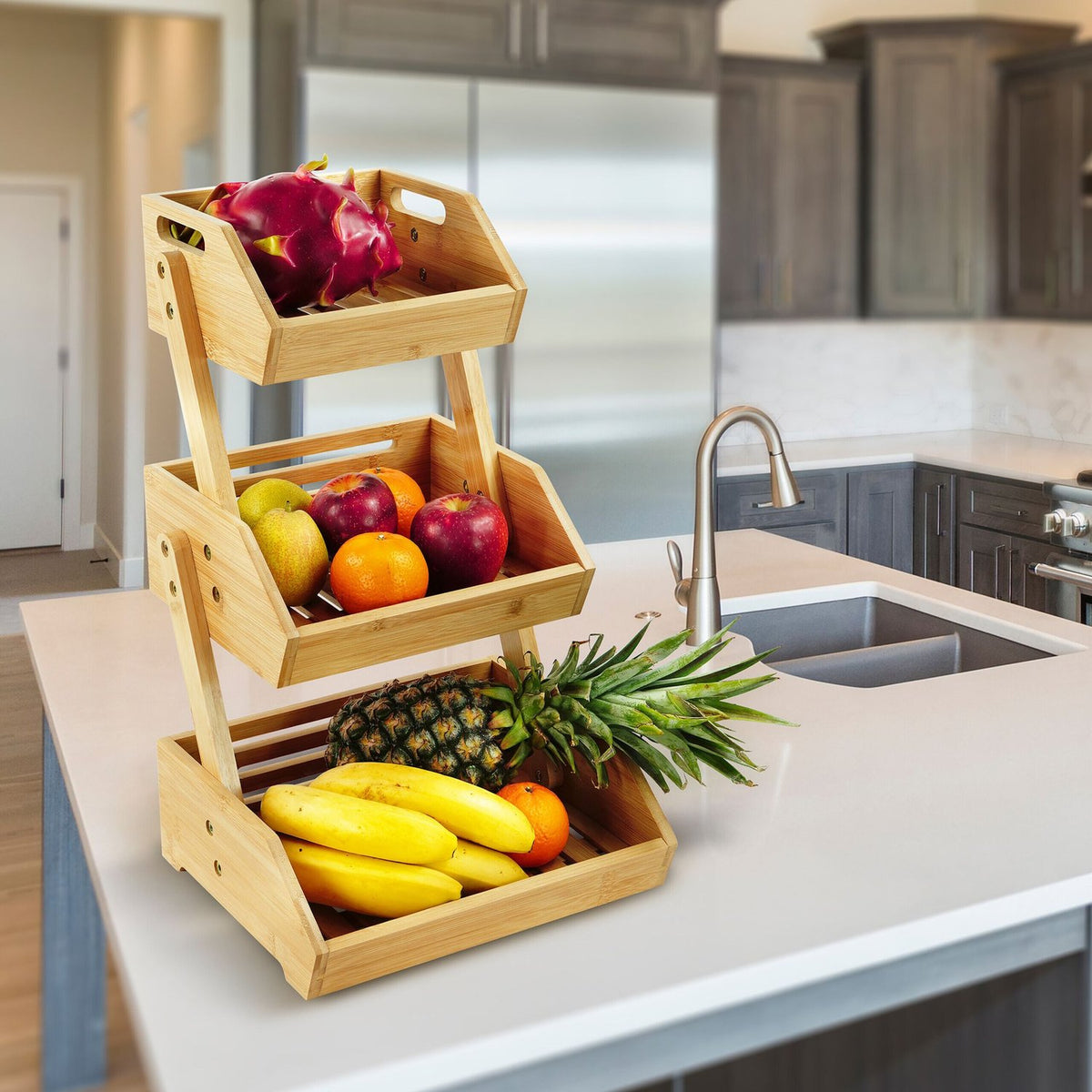 Bamboo Fruit Stand – Tiered Storage for Kitchen & Pantry