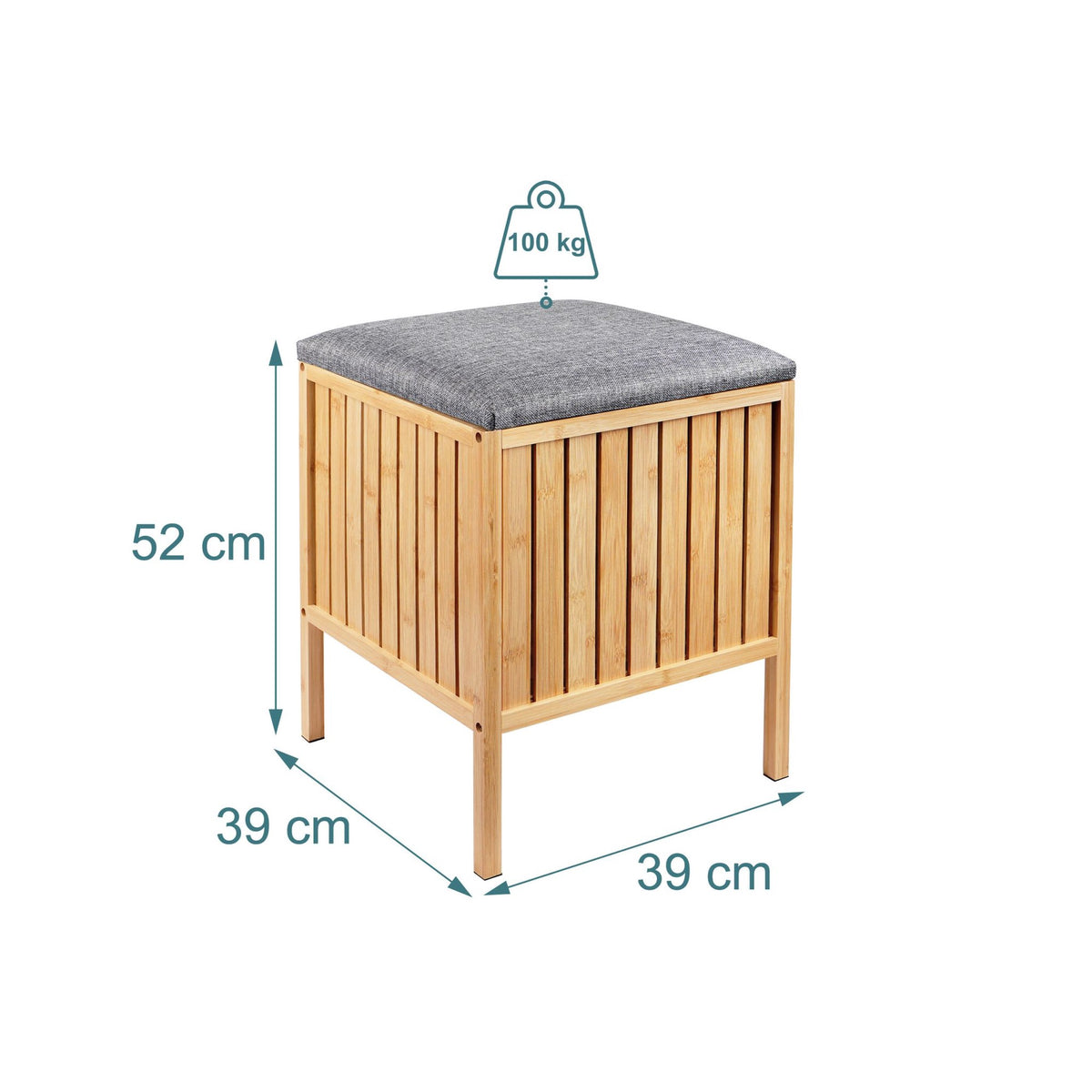 Bamboo Laundry Basket Seat with Padded Lid