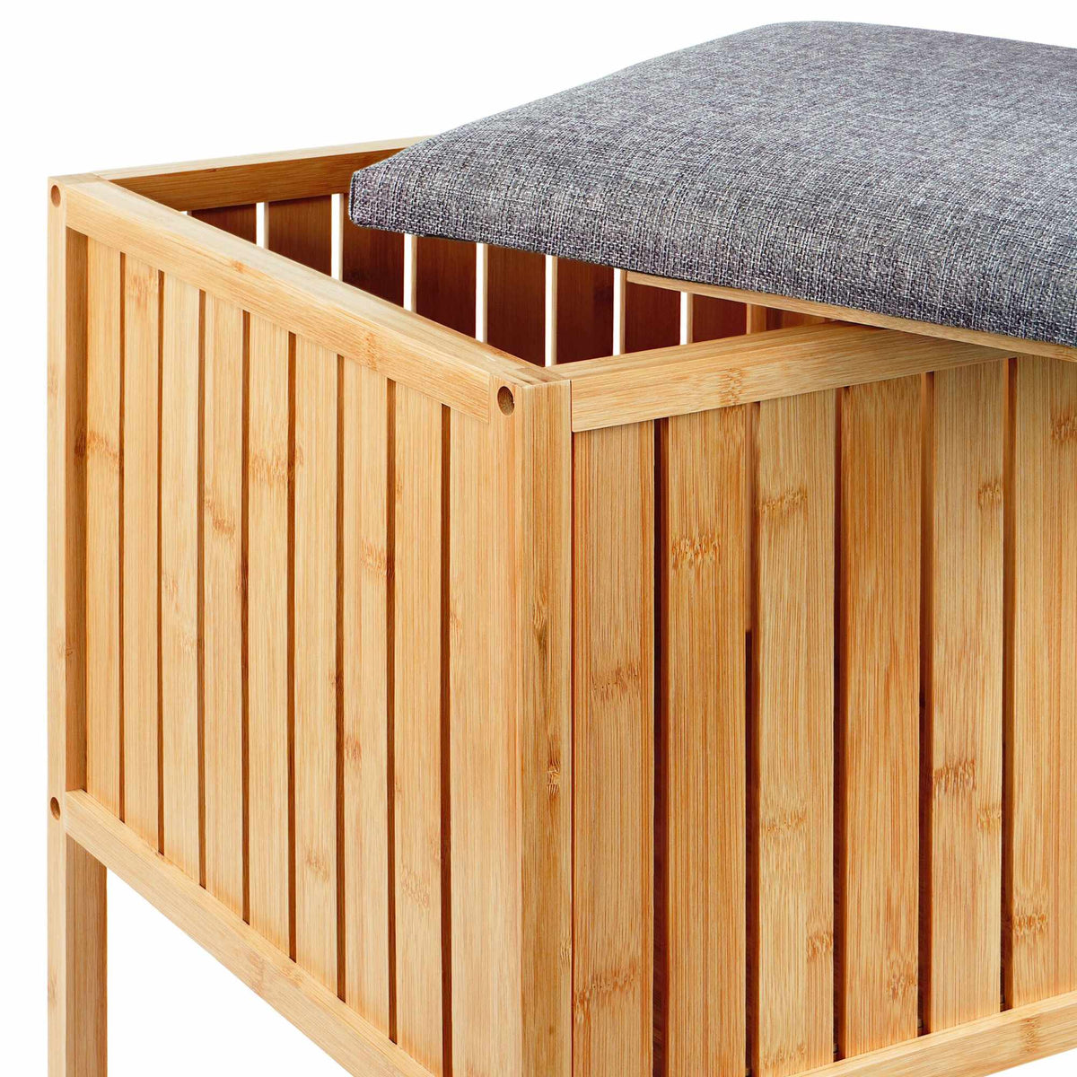 Bamboo Laundry Basket Seat with Padded Lid