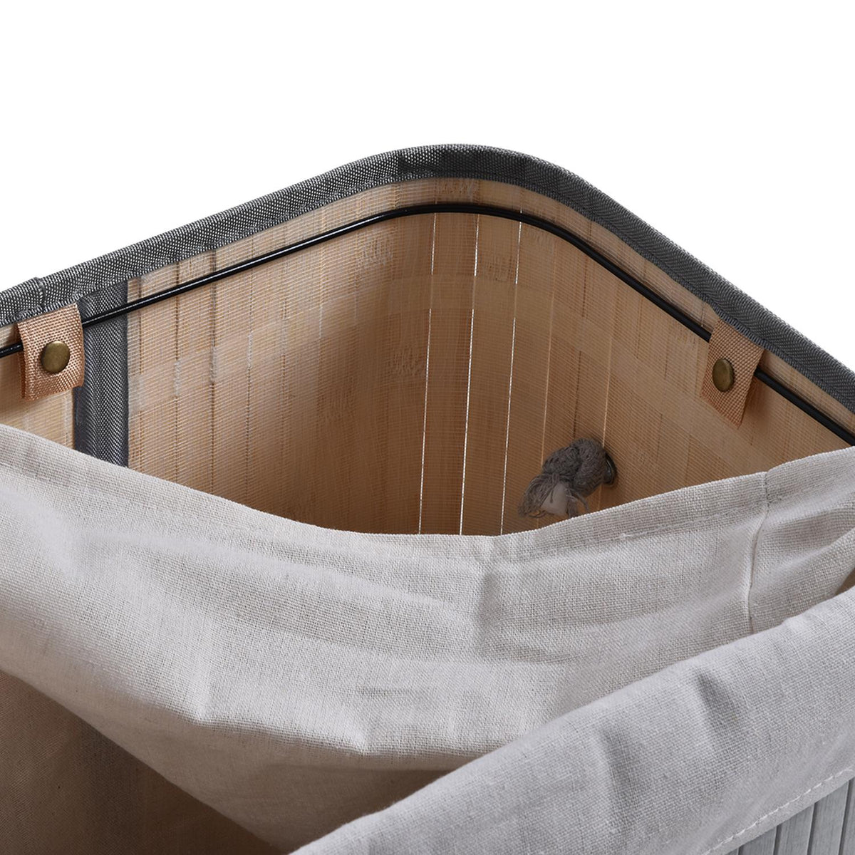 Bamboo Laundry Basket Slim with Lid 70 L Laundry Hamper with Handles, Removable Laundry Bag, Laundry Baskets for Laundry Room Bedroom Bathroom Gray