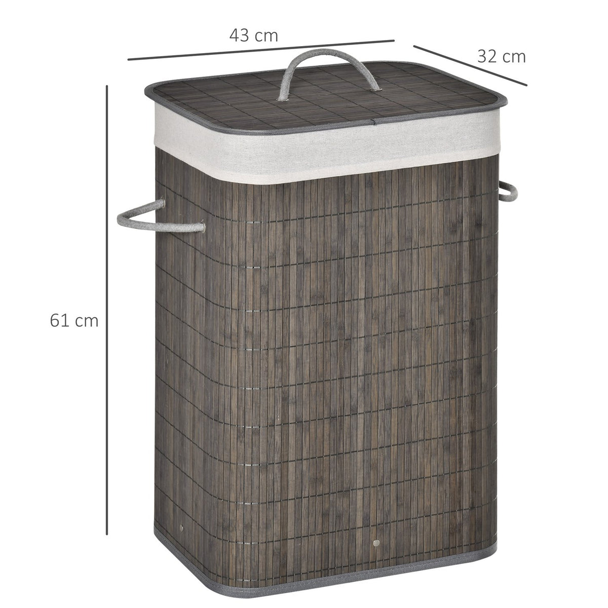 Bamboo Laundry Basket Slim with Lid 83L Laundry Hamper with Handles, Removable Laundry Bag, Laundry Baskets Laundry Sorter for Laundry Room Bathroom Bedroom Gray